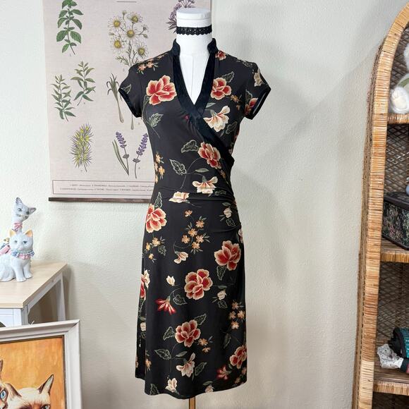 Rampage Dresses & Skirts - 90s Y2k Gray Floral Dress Sexy Romantic Dark Fairy Whimsigoth Asian Inspired S